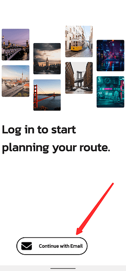 Continue with email page in the TRAWE app to sign up.