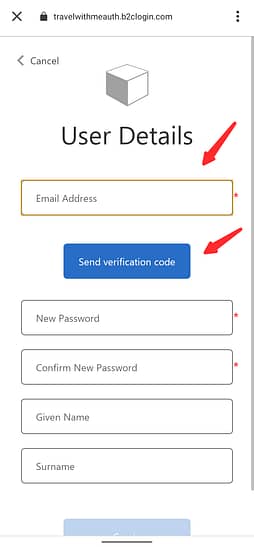 Input email address to send verification code.