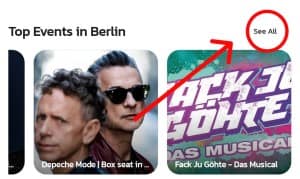 see all eents by taping the see all button