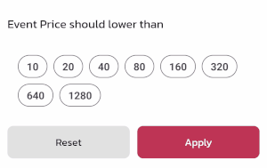 apply price filter by choosing the highiest price